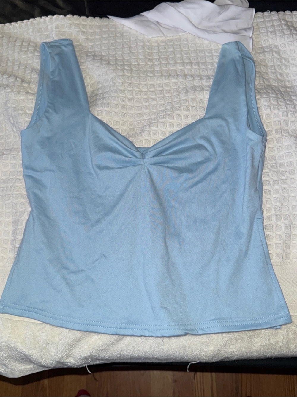 Light Blue Sleeveless Knit Tank Top